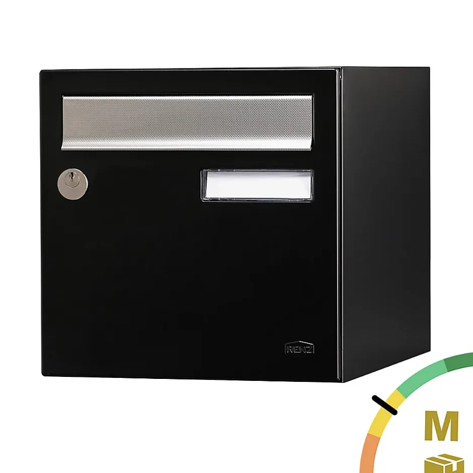 Boite aux lettres Allure 2 portes noir 9005M-Renz Discount