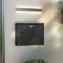 Boite aux lettres murale verrouillable 2 clés matériel de montage inclus dim. 36,5 x 11,5 x 29 cm métal anthracite-Homcom New