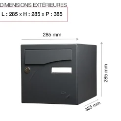 Boite aux lettres Préface 1 porte Noir Sablé RAL 2100 MS-Renz New