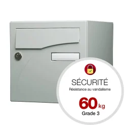 Boite aux lettres Préface 1 porte Gris polaire mat RAL 9006 M-Renz Online