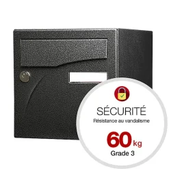 Boite aux lettres Préface 1 porte Noir décor RAL 9005D^Renz New