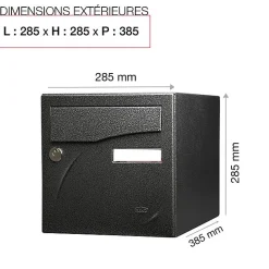 Boite aux lettres Préface 1 porte Noir décor RAL 9005D^Renz New