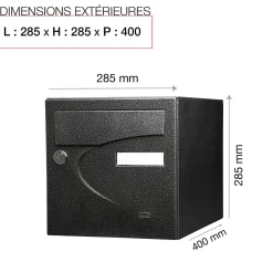 Boite aux lettres Préférence 2 portes noir décor RAL 9005D-Renz Discount