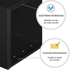 Boite aux lettres Préférence 2 portes noir décor RAL 9005D-Renz Discount