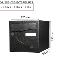 Boite aux lettres Préférence 1 porte noir décor RAL 9005 D-Renz Discount