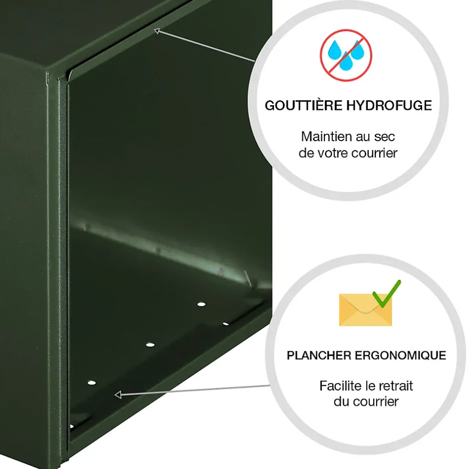 Boite aux lettres Soléa 1 porte Vert mat sablé RAL 6007 MS^Renz Outlet