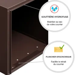 Boite aux lettres Soléa 2 portes brun 8019 B-Renz Discount