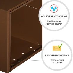 Boite aux lettres Soléa 1 porte Rouille mat sablé RAL 0210 MS-Renz Best