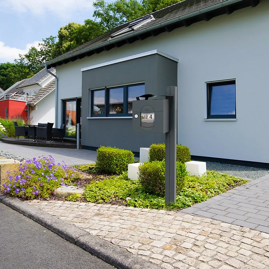 Boite aux lettres Soléa 2 portes Gris anthracite aspect sablé REN 0206MS-Renz Best