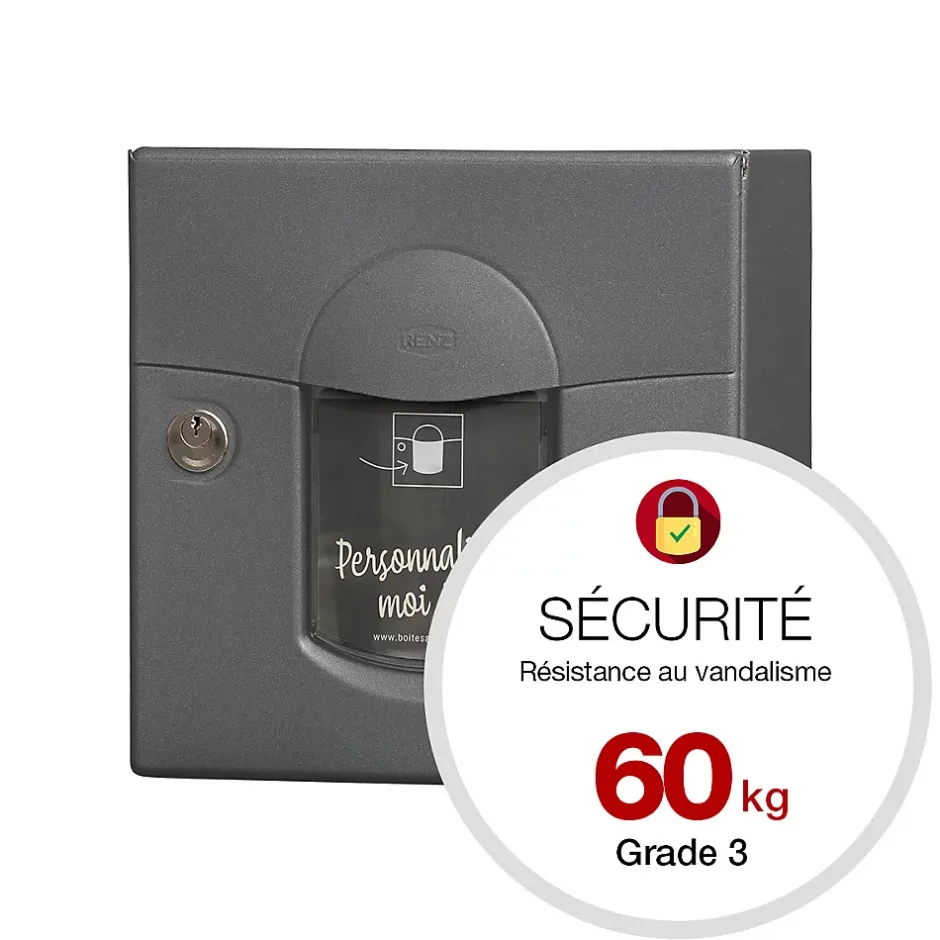 Boite aux lettres Soléa compact Gris anthracite aspect sablé REN 0206MS-Renz Discount