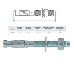 Boite de 100 Goujons d'ancrage métallique M.8x75mm-Lem Select Sale