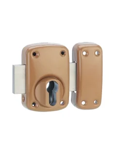 Boitier de verrou en applique CAPITAL à cylindre pour porte d'entrée, bronze -^Thirard New