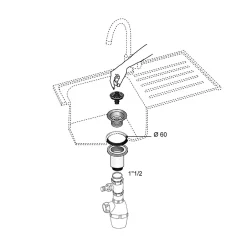 Bonde à panier chromée ø60 mm^Wirquin Clearance