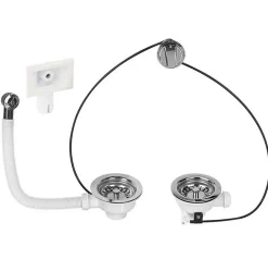 Bonde à panier pour évier 2 bacs - Chromé avec trop plein^Wirquin Hot