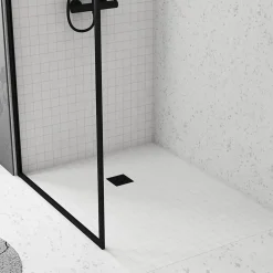 Bonde carrée pour receveur de douche, 105mm, sortie horizontale Ø50mm, noir, Showerplate-Galedo Hot