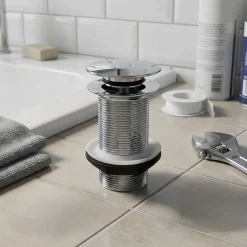 Bonde chromée quick-clac sans trop-plein 100mm pour vasque-Flomasta Discount