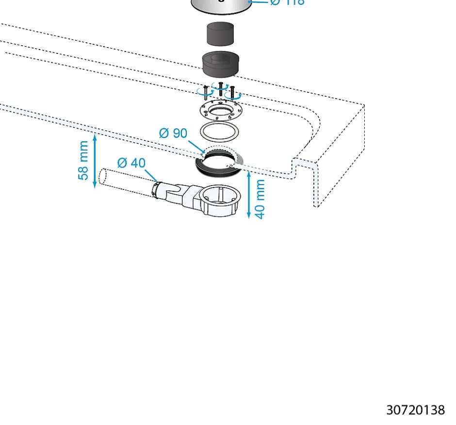 Bonde de douche extra-plate Dôme noir^Wirquin Online