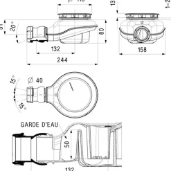 Bonde de douche siphoïde Turboflow 2 - Capot ABS - diamètre 90 mm^Nicoll