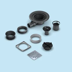 Bonde de douche sortie horizontale avec grille carrée^Wedi Discount