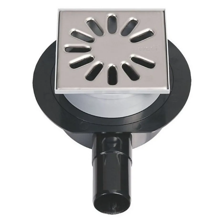 Bonde de douche sortie horizontale avec grille carrée^Wedi Discount