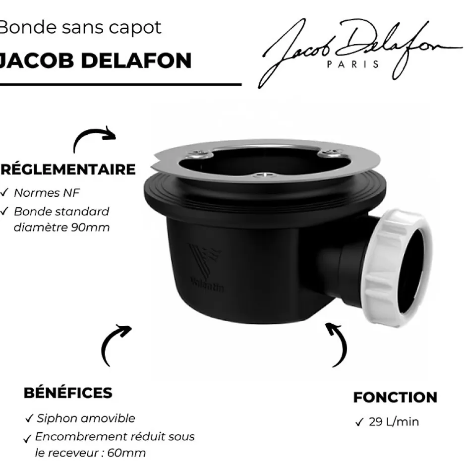 Bonde de douche sortie horizontale sans capot-Jacob Delafon Hot