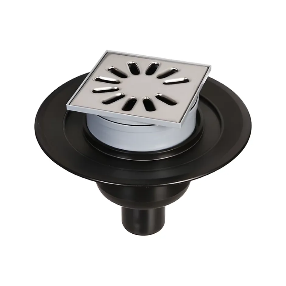 Bonde de douche sortie verticale avec grille carrée^Wedi Best