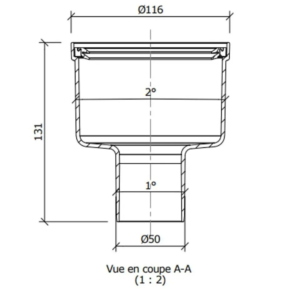 Bonde de douche sortie verticale pour écoulement linéaire-Wedi Discount