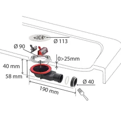 Bonde de douche SLIM + ø40 mm grille plate inox brossé-Wirquin Best