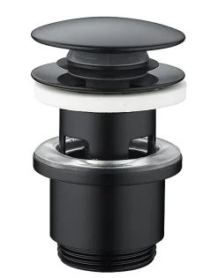 Bonde de lavabo ø 63 mm avec clapet clic clac ou fixe effet graphite mat noir-Rousseau