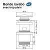 Bonde de lavabo ø 63 mm avec clapet clic clac blanc avec trop plein-Rousseau Best