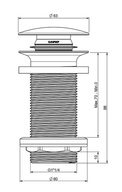 Bonde de lavabo ø 63 mm avec clapet clic clac blanc sans trop plein-Rousseau Online