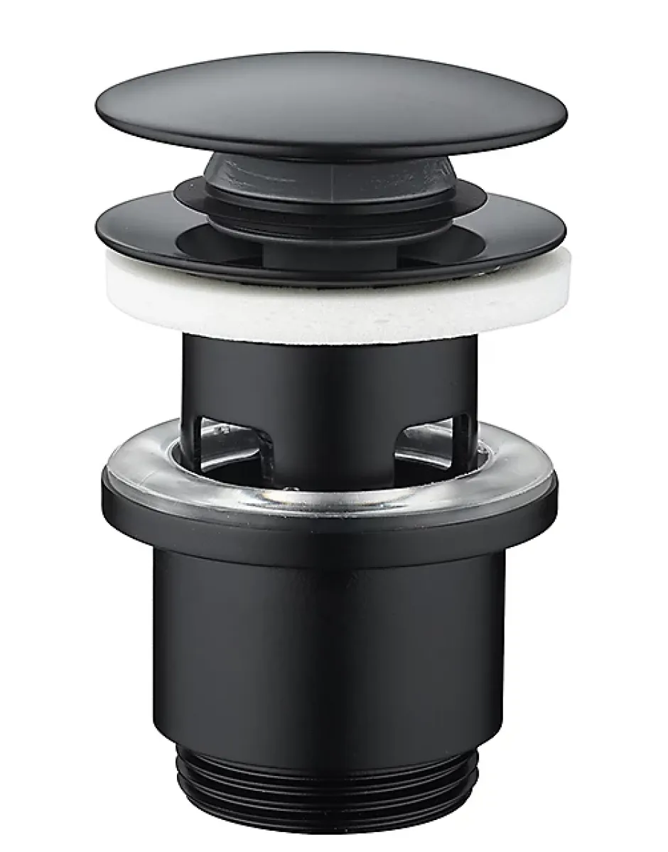 Bonde de lavabo ø 71 mm avec clapet clic clac ou fixe noir-Rousseau