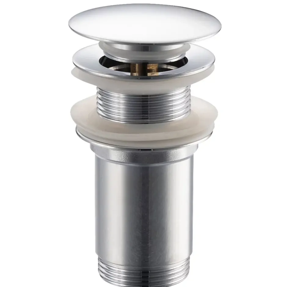 Bonde de lavabo en laiton Click-Clack modèle K LONG universelle pour lavabo 1/4 de pouce sans trop-plein chromée-Balneo Online