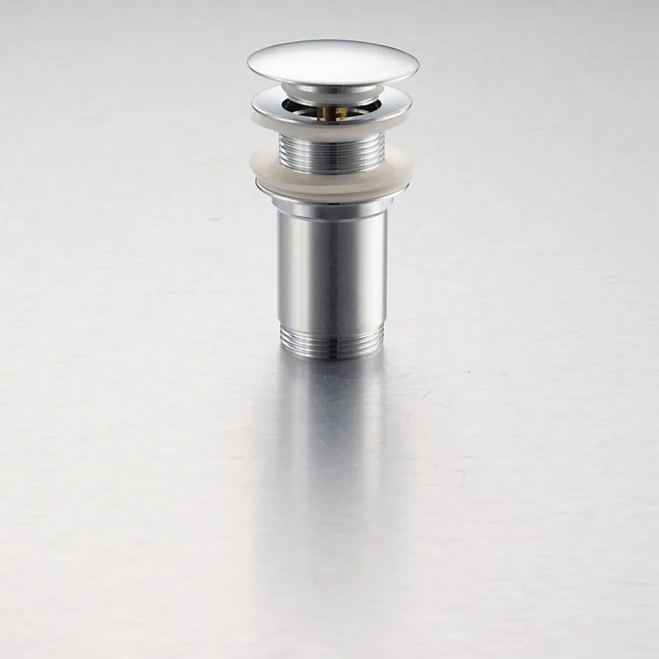 Bonde de lavabo en laiton Click-Clack modèle K LONG universelle pour lavabo 1/4 de pouce sans trop-plein chromée-Balneo Online