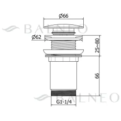 Bonde de lavabo en laiton Click-Clack modèle K LONG universelle pour lavabo 1/4 de pouce sans trop-plein chromée-Balneo Online