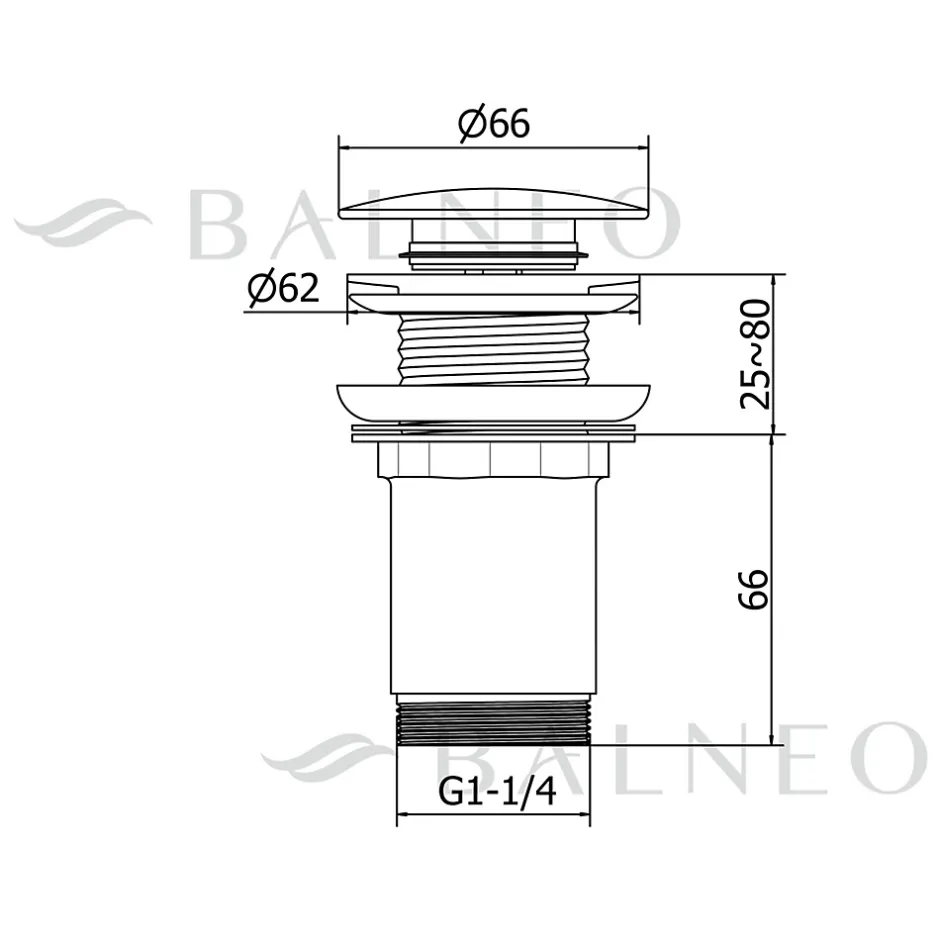 Bonde de lavabo en laiton Click-Clack modèle K LONG universelle pour lavabo 1/4 de pouce sans trop-plein chromée-Balneo Online