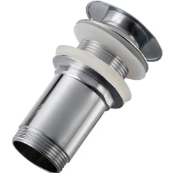 Bonde de lavabo en laiton Click-Clack modèle K LONG universelle pour lavabo 1/4 de pouce sans trop-plein chromée-Balneo Online