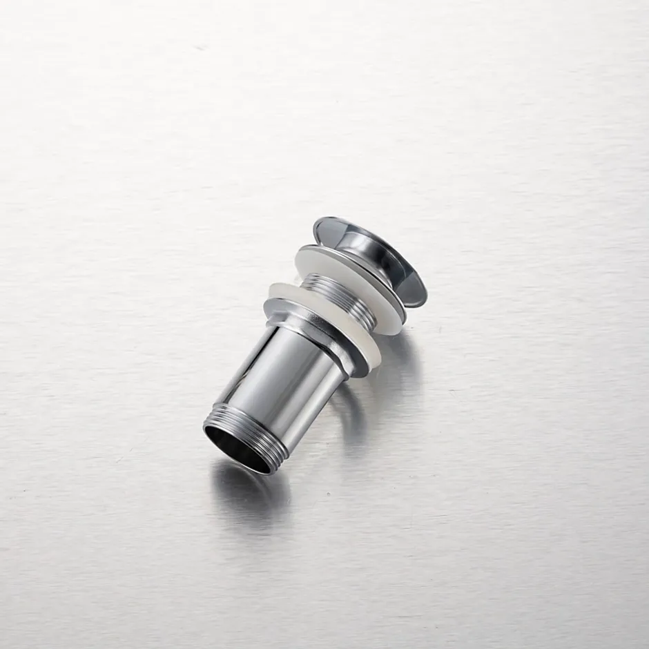 Bonde de lavabo en laiton Click-Clack modèle K LONG universelle pour lavabo 1/4 de pouce sans trop-plein chromée-Balneo Online