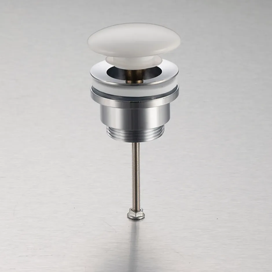 Bonde de lavabo en laiton Click-Clack modèle D universelle pour lavabo 1/4 de pouce avec tête en céramique blanche^Balneo Sale