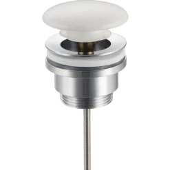 Bonde de lavabo en laiton Click-Clack modèle D universelle pour lavabo 1/4 de pouce avec tête en céramique blanche^Balneo Sale