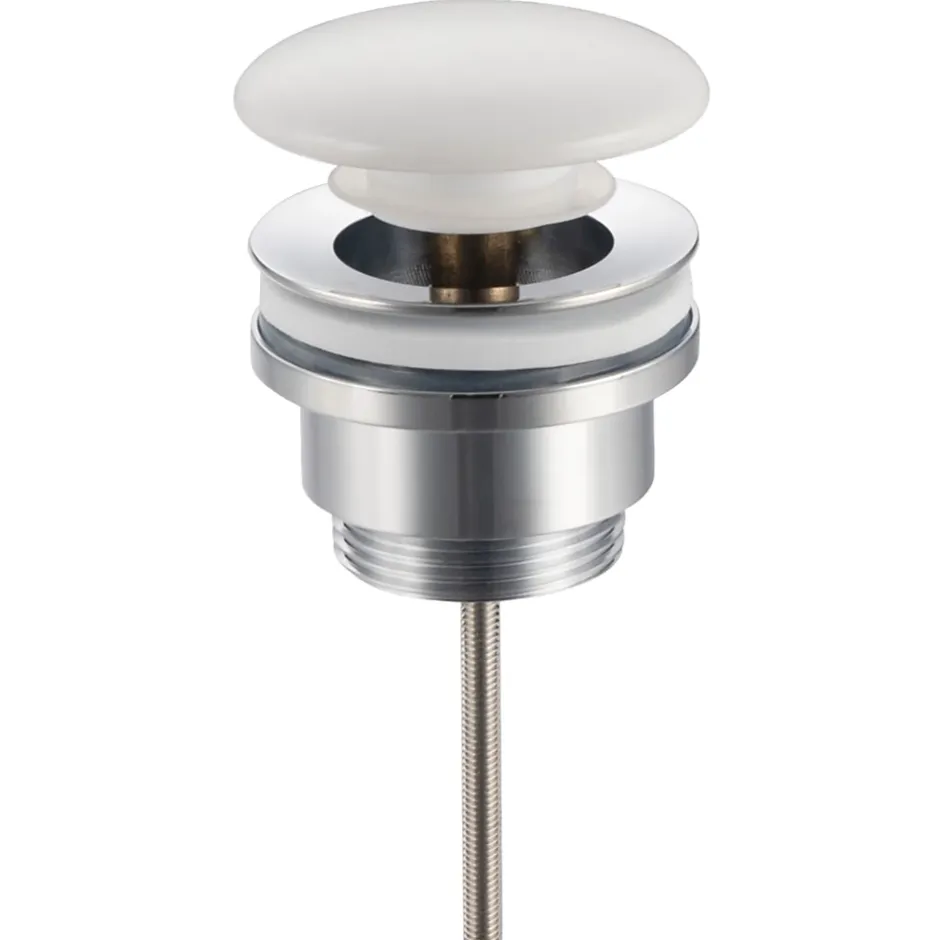 Bonde de lavabo en laiton Click-Clack modèle D universelle pour lavabo 1/4 de pouce avec tête en céramique blanche^Balneo Sale