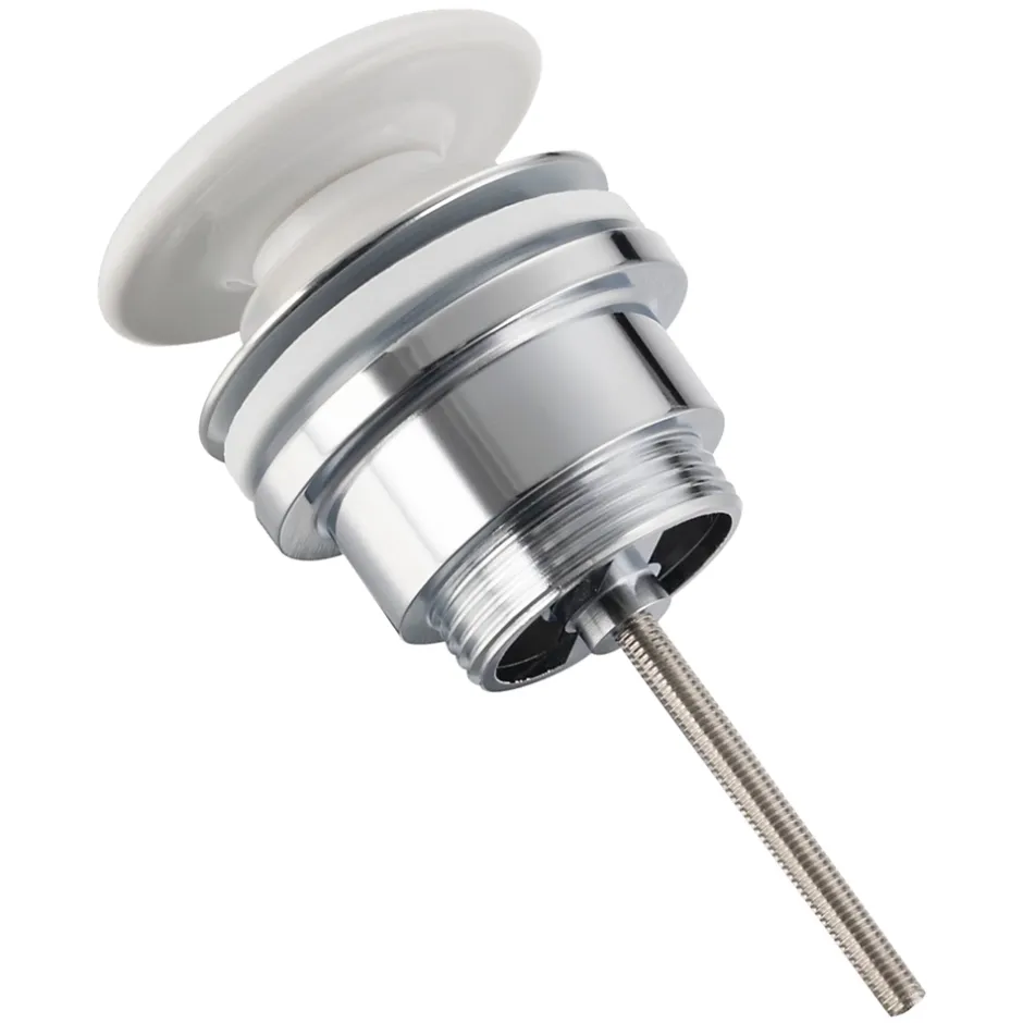 Bonde de lavabo en laiton Click-Clack modèle D universelle pour lavabo 1/4 de pouce avec tête en céramique blanche^Balneo Sale