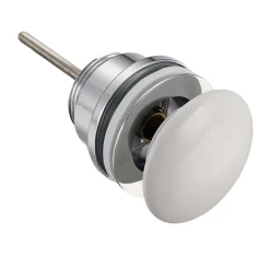 Bonde de lavabo en laiton Click-Clack modèle D universelle pour lavabo 1/4 de pouce avec tête en céramique blanche^Balneo Sale