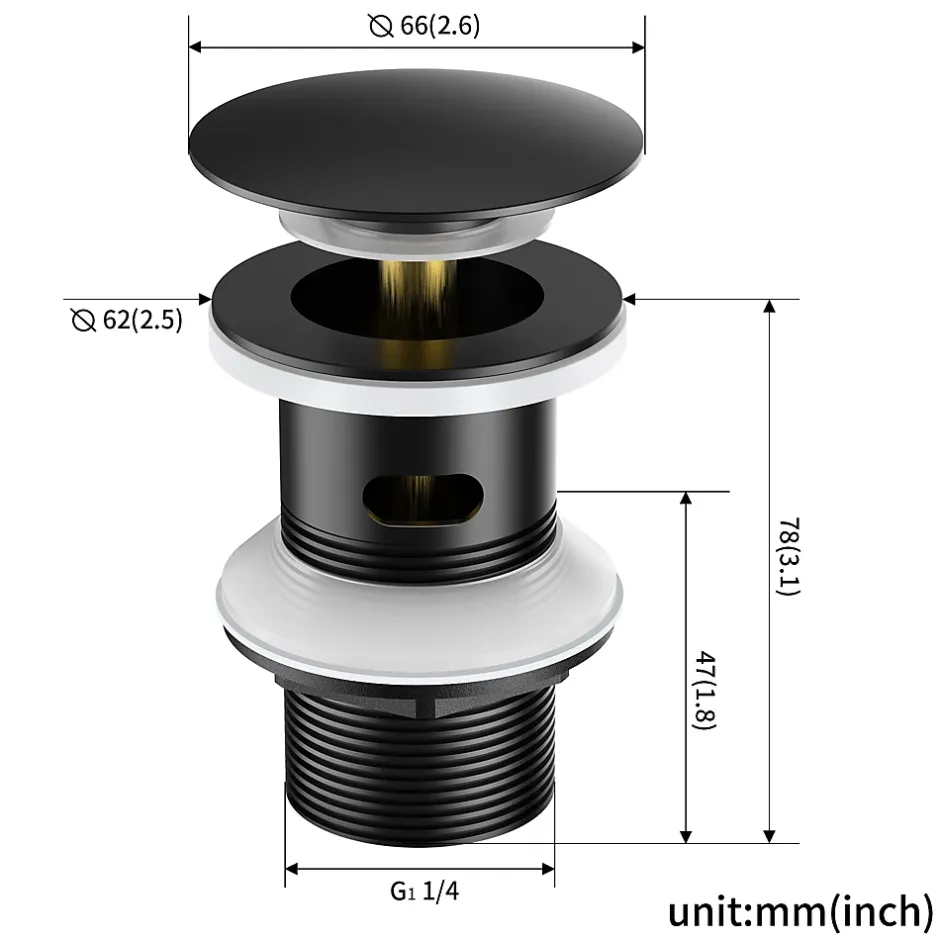 Bonde de Lavabo Pop Up en Laiton Universel AntiBlocage G 1-1/4"-Auralum Max Hot
