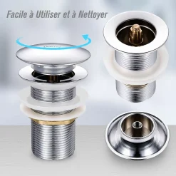 Bonde de Lavabo Pop-up en Laiton sans Trop-plein Chromé G 1-1/4"-Todot Sale