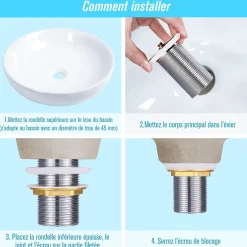 Bonde de Lavabo Pop-up en Laiton sans Trop-plein Chromé G 1-1/4