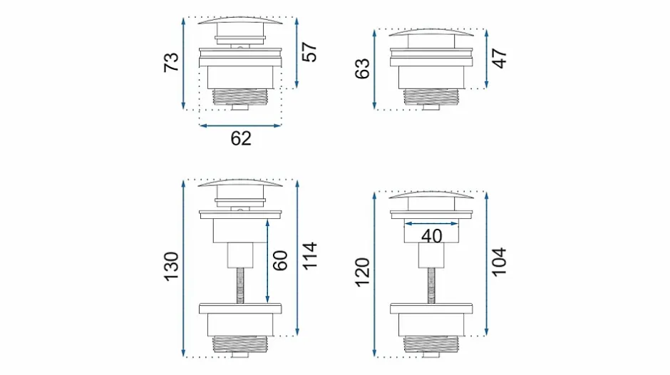 Bonde de lavabo universel Clic-Clac White^Rea Clearance
