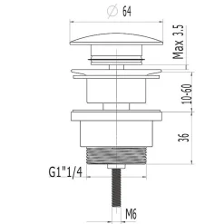 Bonde de lavabo, vasque, evier universelle noir sans trop plein, Bonde Pop Up (push-up) Automatique LuxuryBain-Luxury Bain New