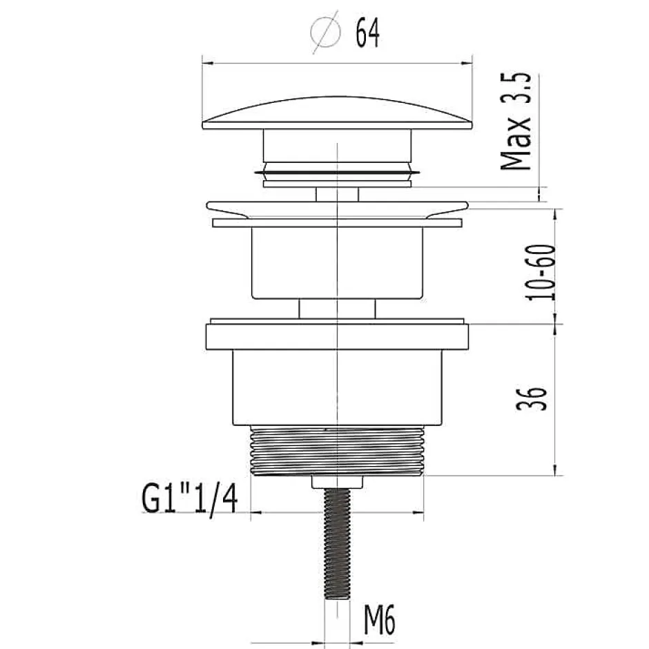Bonde de Lavabo, vasque, evier universelle chromée sans trop plein, Bonde Pop Up (push-up) Automatique LuxuryBain^Luxury Bain Outlet