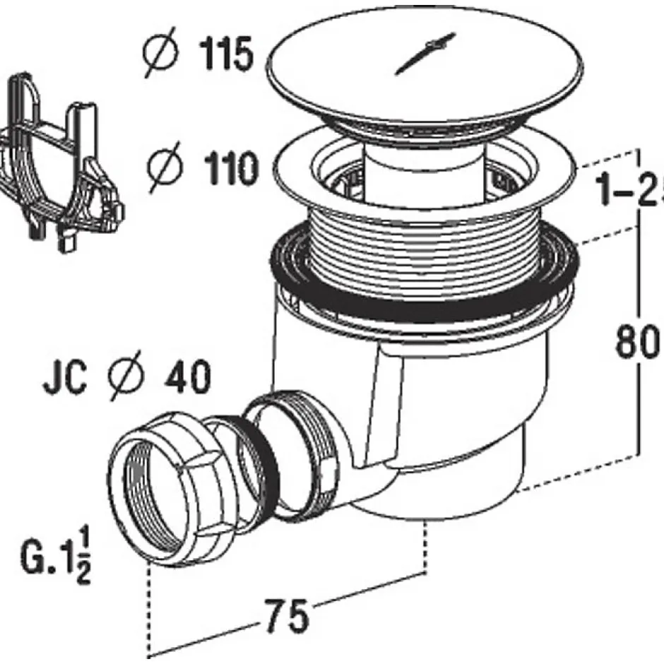 Bonde de receveur de douche sortie horizontale 90 mm Chromé-Nicoll Outlet